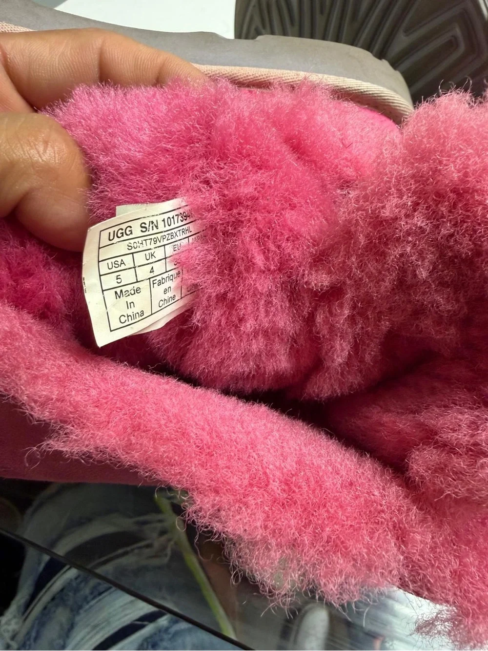 UGG Kids Fuchsia Suede Shearling Boots. They are a bit dirty on the back.